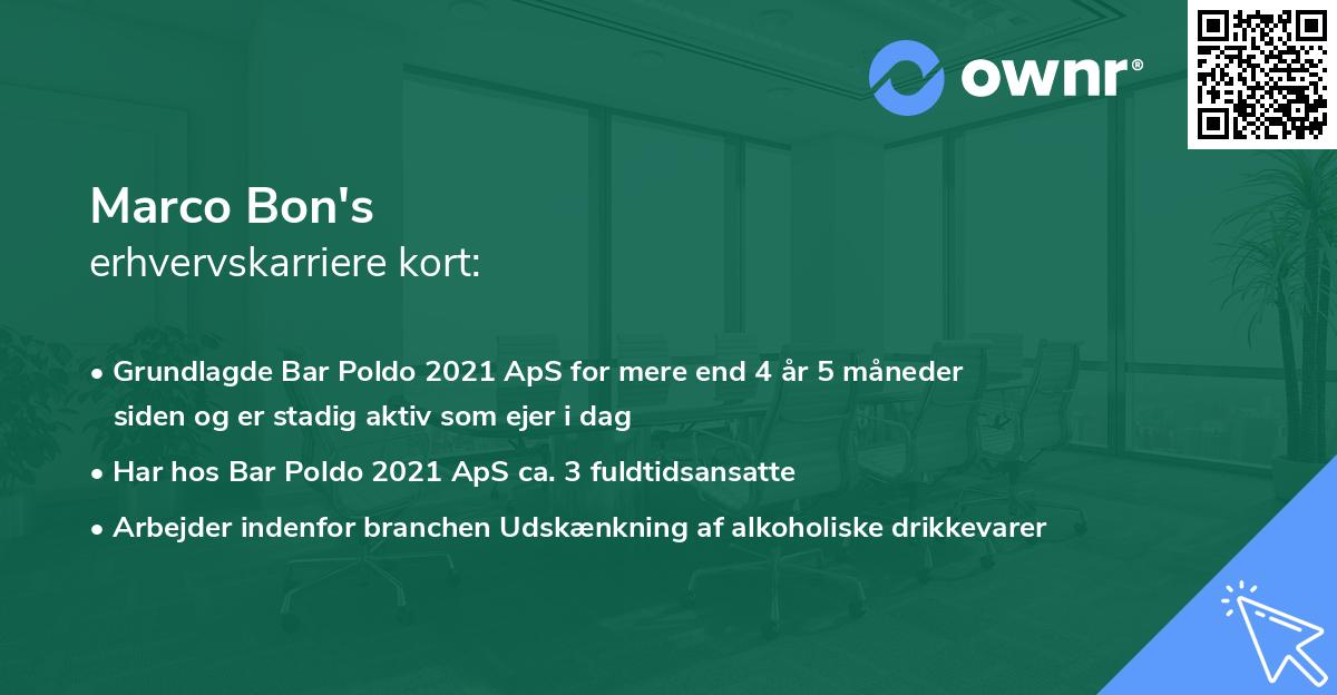 Marco Bon's erhvervskarriere kort