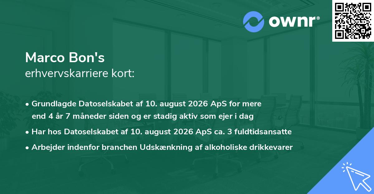 Marco Bon's erhvervskarriere kort