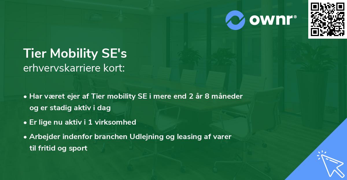 Tier Mobility SE's erhvervskarriere kort