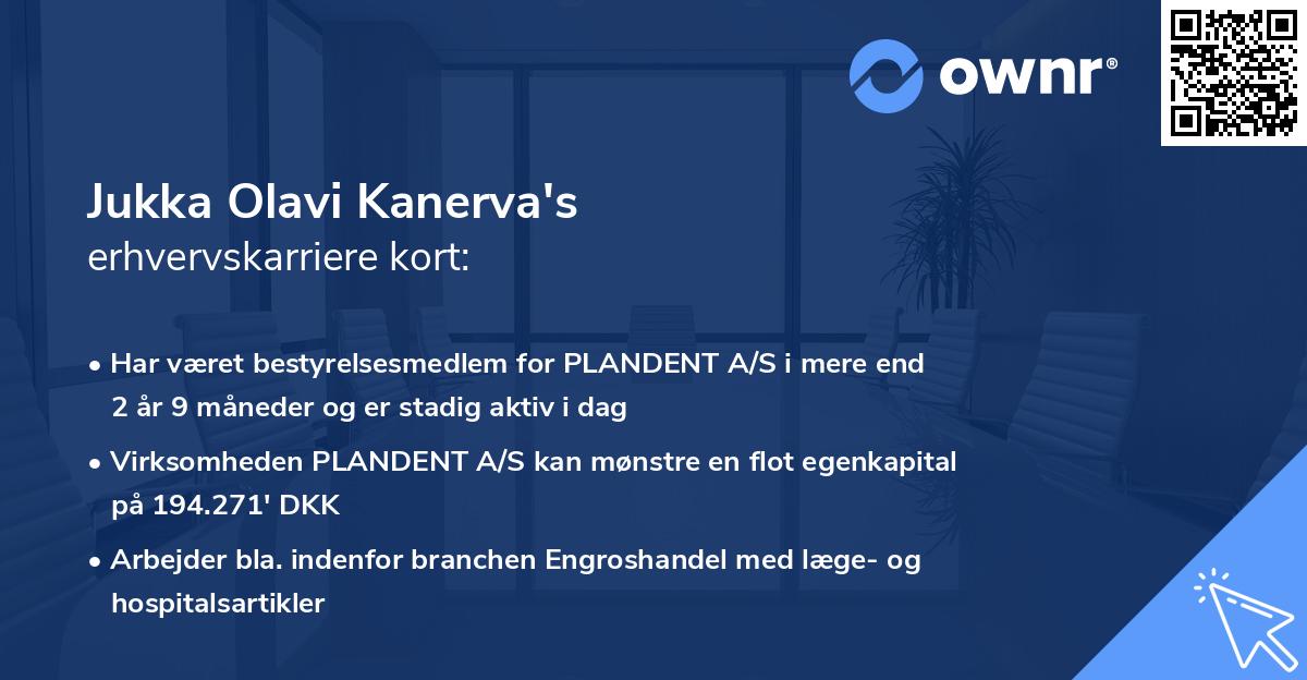 Jukka Olavi Kanerva's erhvervskarriere kort