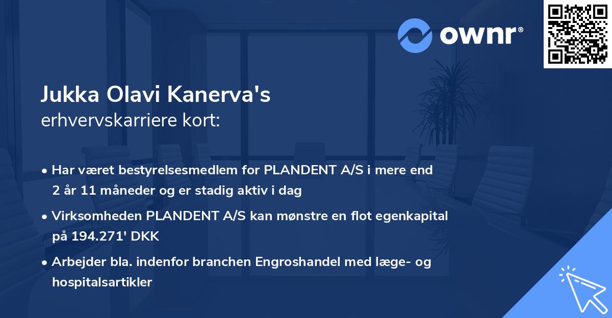 Jukka Olavi Kanerva's erhvervskarriere kort