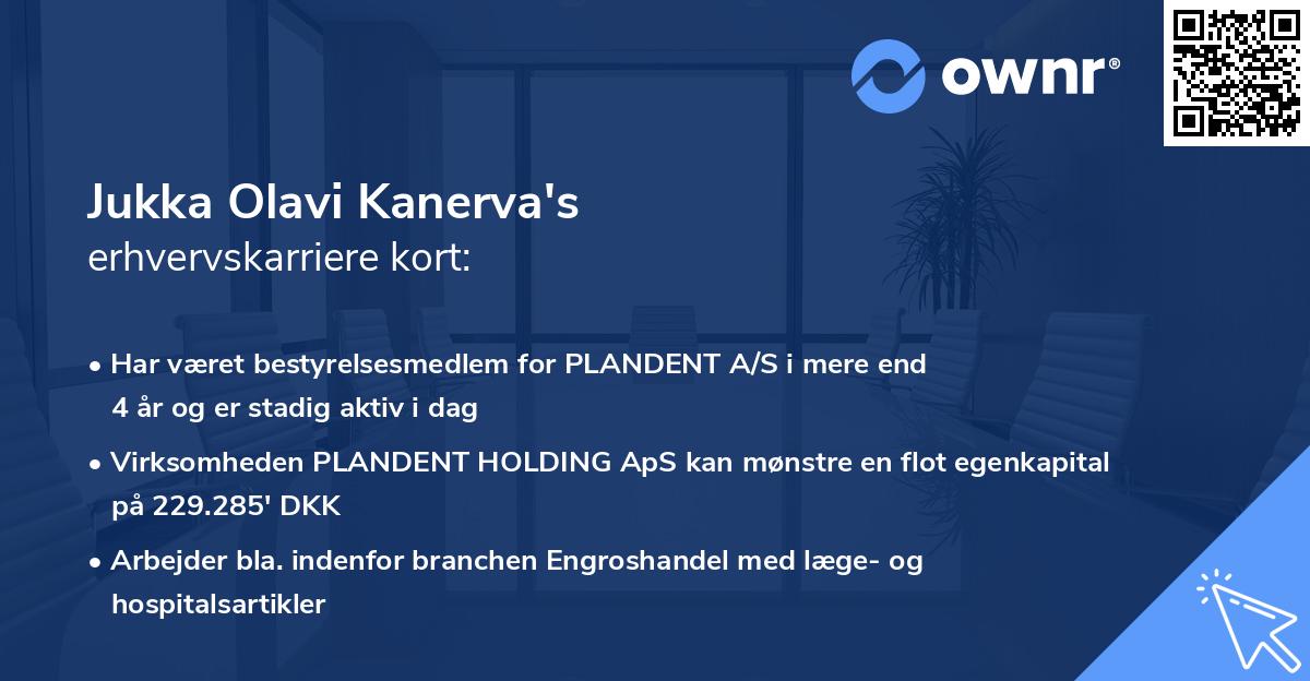 Jukka Olavi Kanerva's erhvervskarriere kort