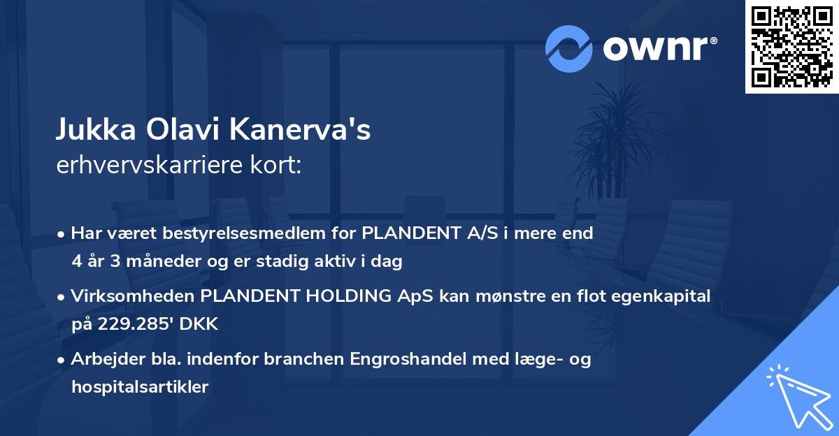 Jukka Olavi Kanerva's erhvervskarriere kort