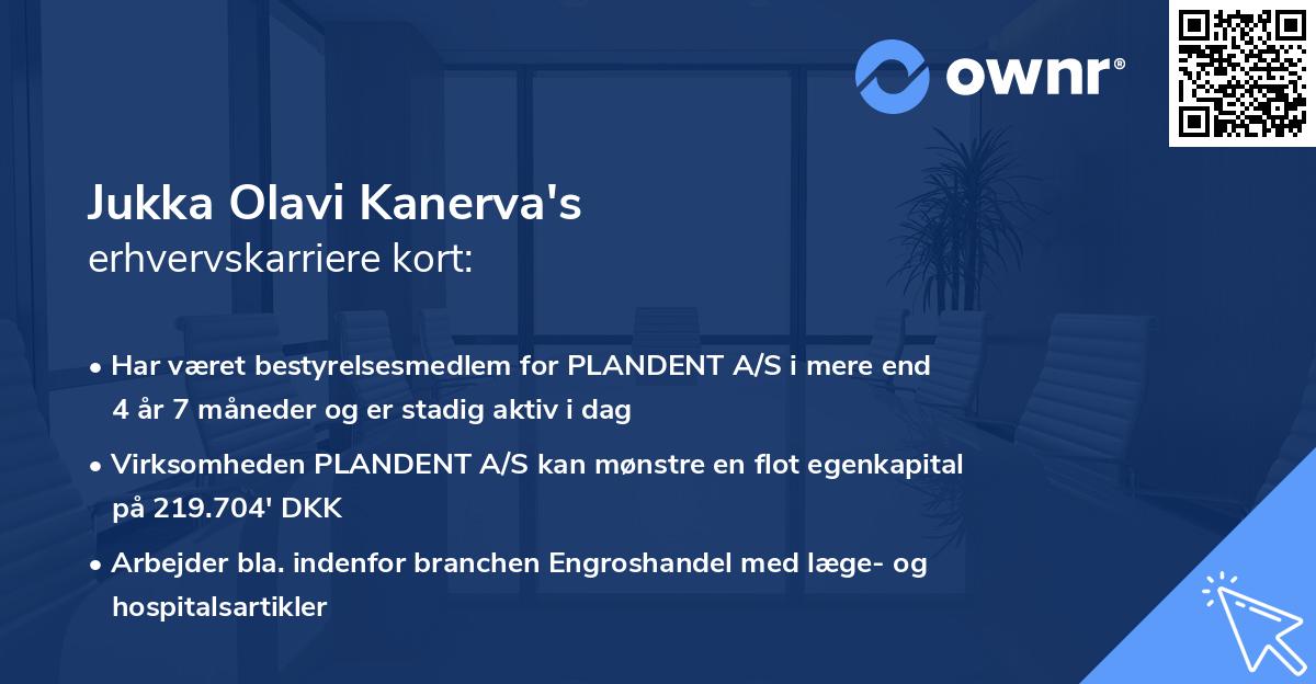 Jukka Olavi Kanerva's erhvervskarriere kort