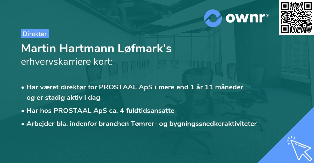Martin Hartmann Løfmark's erhvervskarriere kort