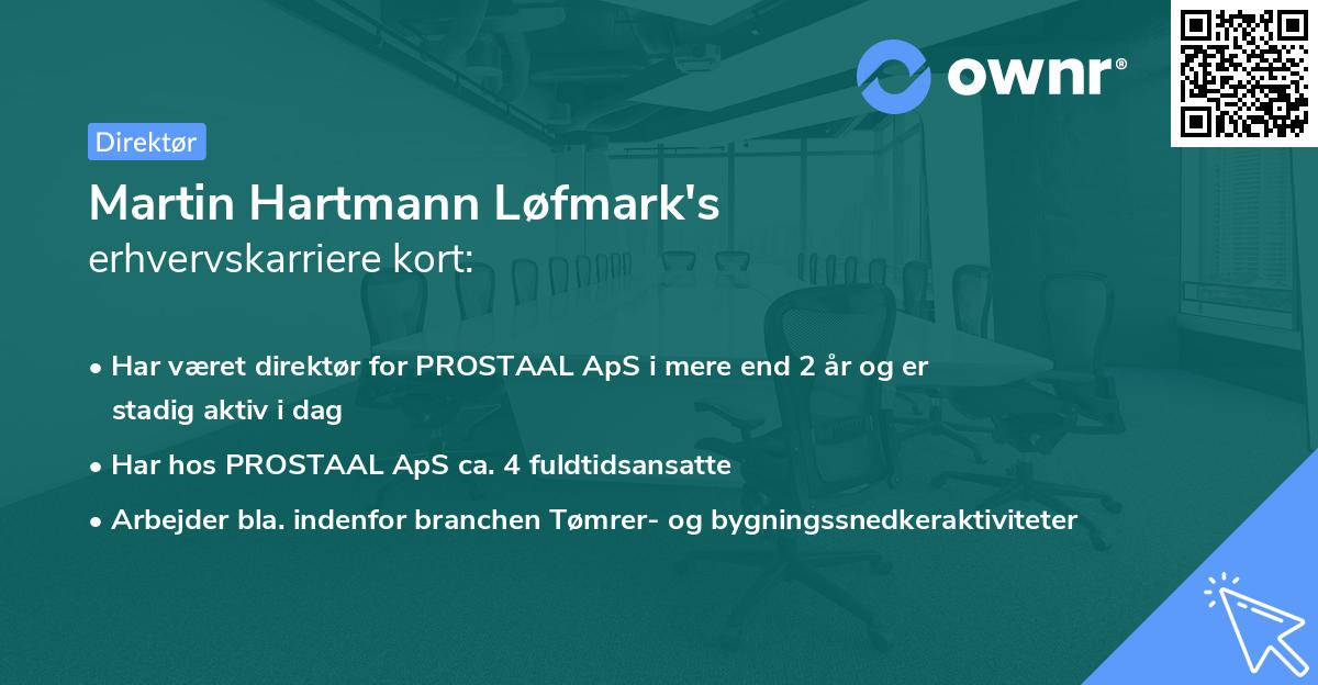 Martin Hartmann Løfmark's erhvervskarriere kort