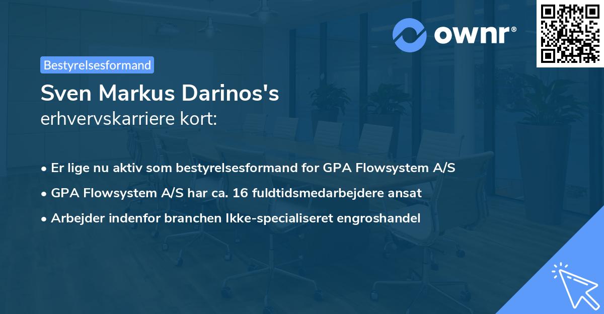 Sven Markus Darinos's erhvervskarriere kort