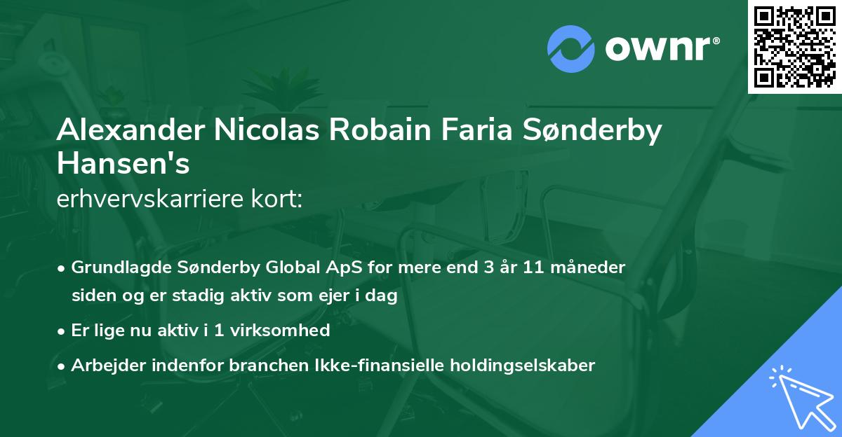 Alexander Nicolas Robain Faria Sønderby Hansen's erhvervskarriere kort