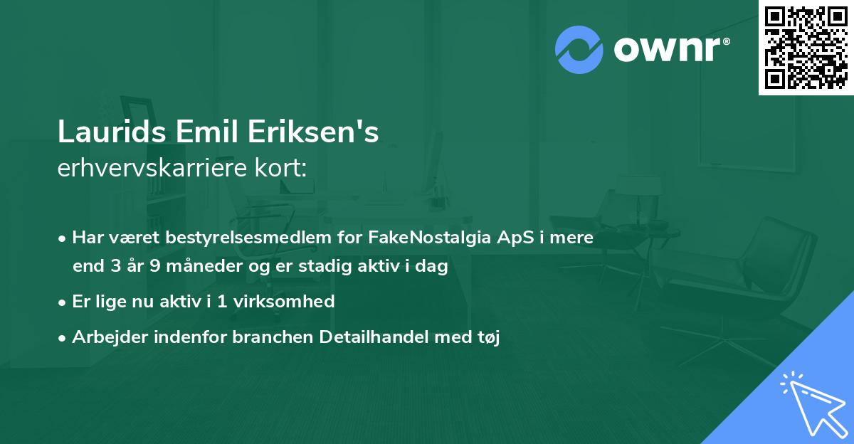 Laurids Emil Eriksen's erhvervskarriere kort