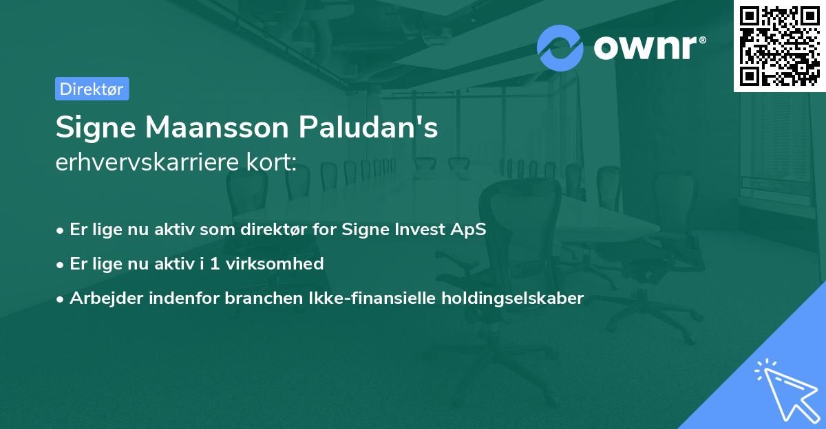 Signe Maansson Paludan's erhvervskarriere kort