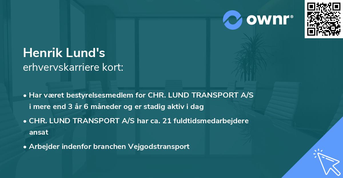 Henrik Lund's erhvervskarriere kort