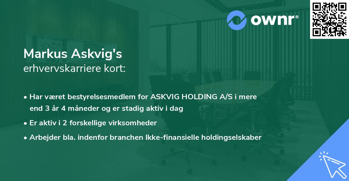 Markus Askvig's erhvervskarriere kort