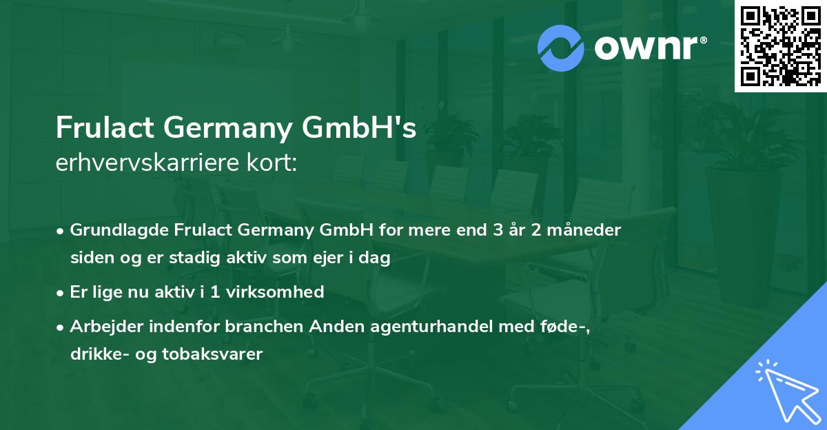 Frulact Germany GmbH's erhvervskarriere kort