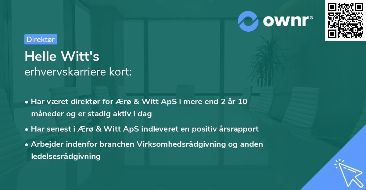 Helle Witt's erhvervskarriere kort