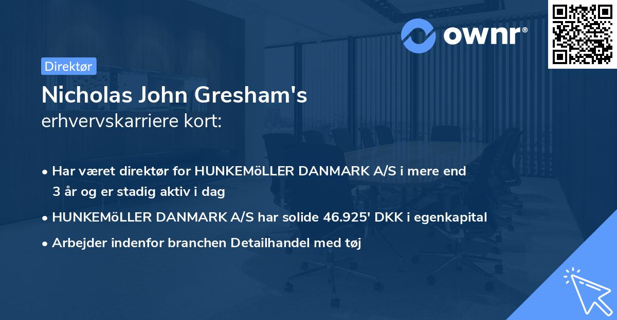 Nicholas John Gresham's erhvervskarriere kort
