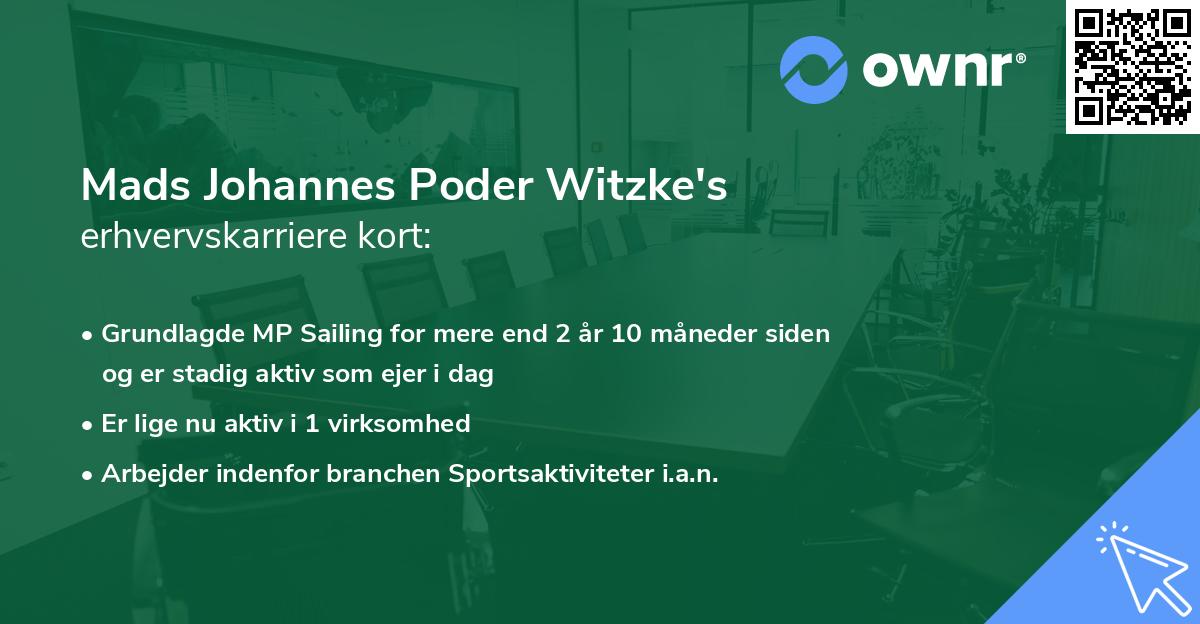 Mads Johannes Poder Witzke's erhvervskarriere kort