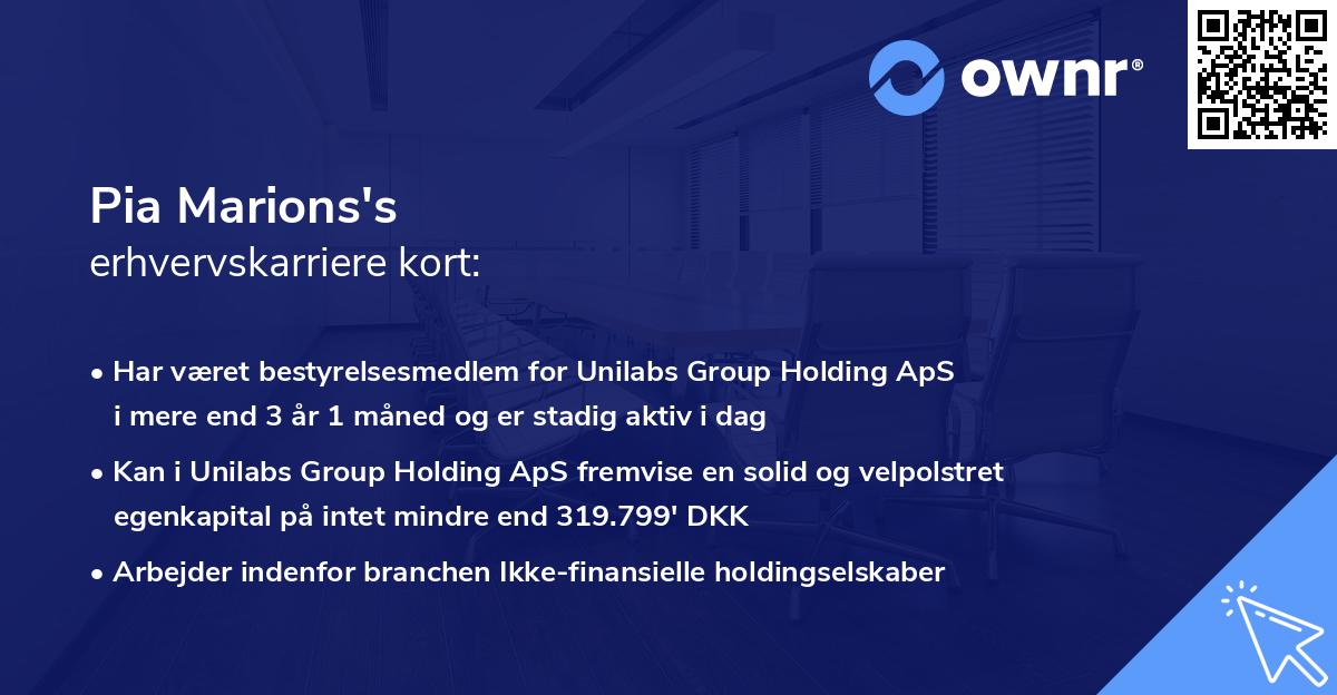 Pia Marions's erhvervskarriere kort