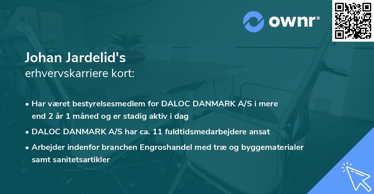 Johan Jardelid's erhvervskarriere kort