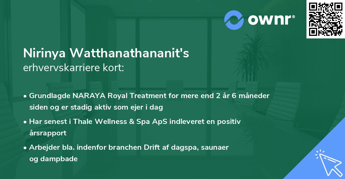 Nirinya Watthanathananit's erhvervskarriere kort