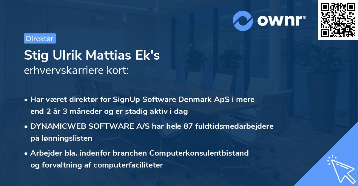 Stig Ulrik Mattias Ek's erhvervskarriere kort