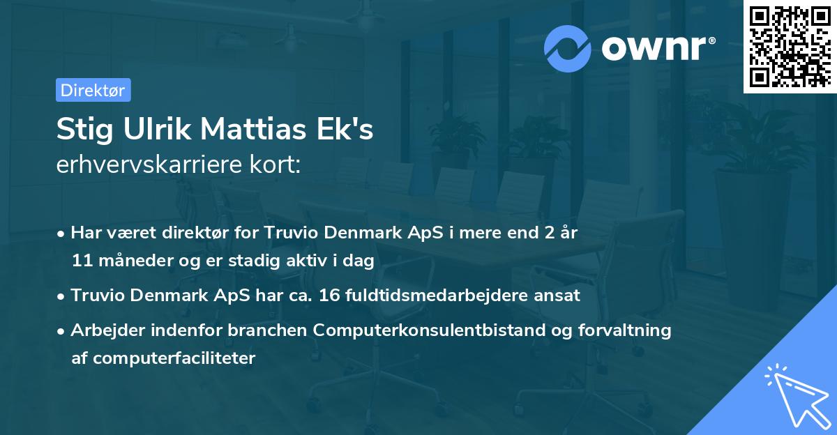 Stig Ulrik Mattias Ek's erhvervskarriere kort
