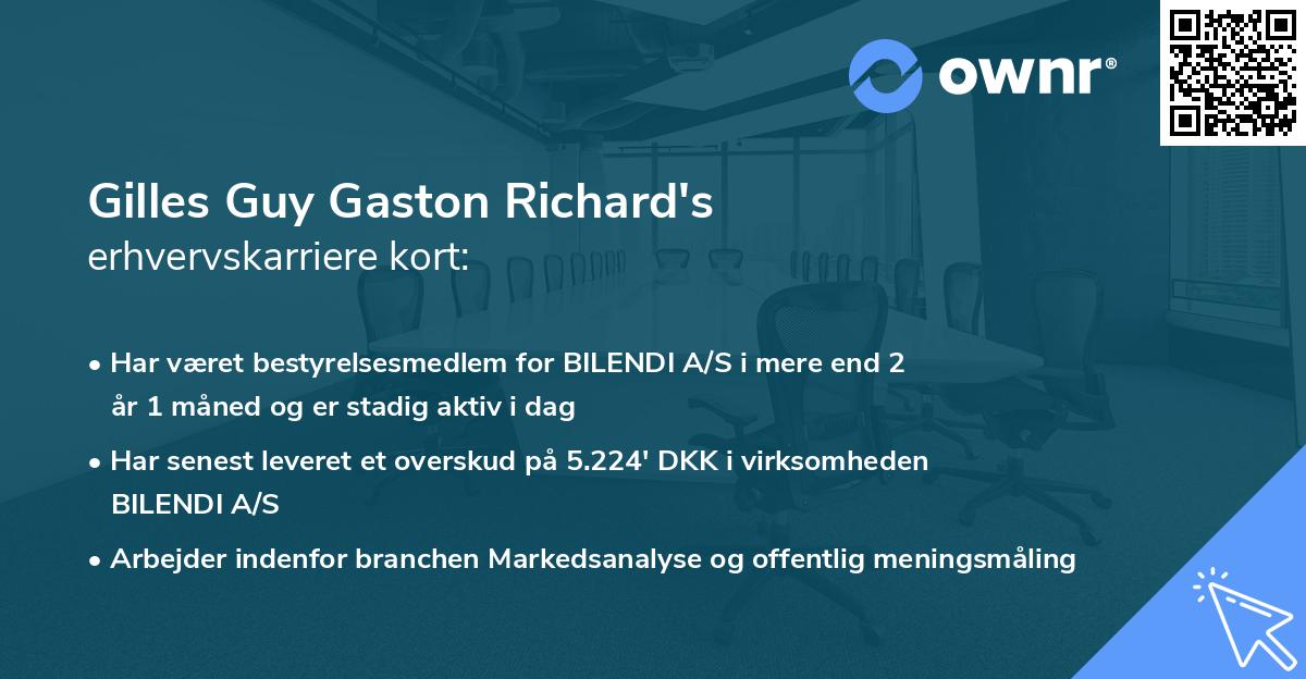 Gilles Guy Gaston Richard's erhvervskarriere kort