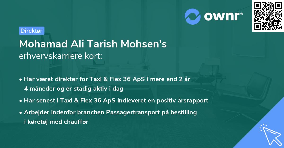 Mohamad Ali Tarish Mohsen's erhvervskarriere kort