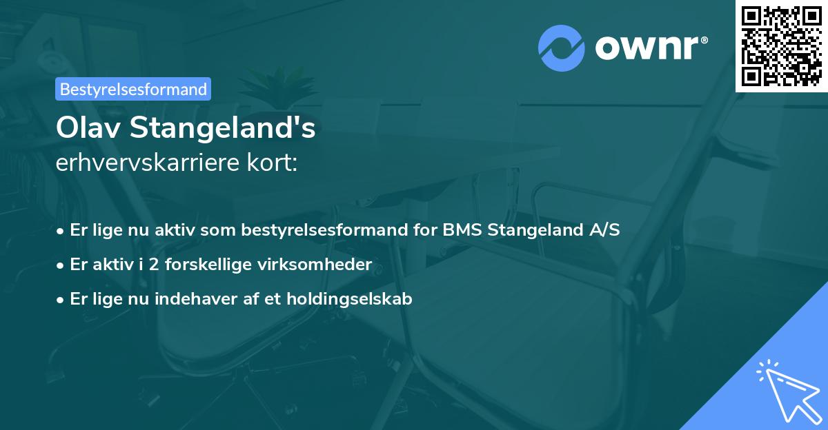 Olav Stangeland's erhvervskarriere kort