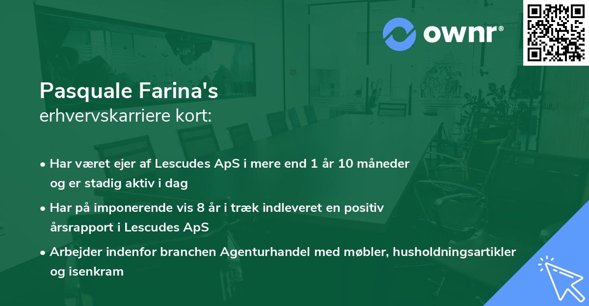 Pasquale Farina's erhvervskarriere kort