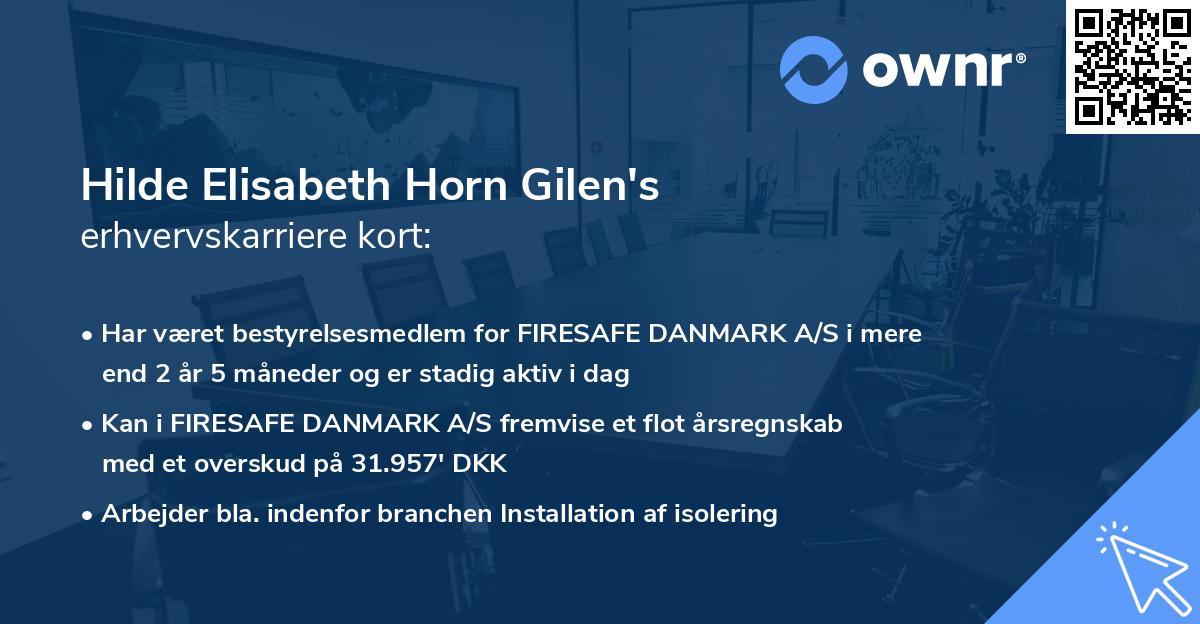 Hilde Elisabeth Horn Gilen's erhvervskarriere kort