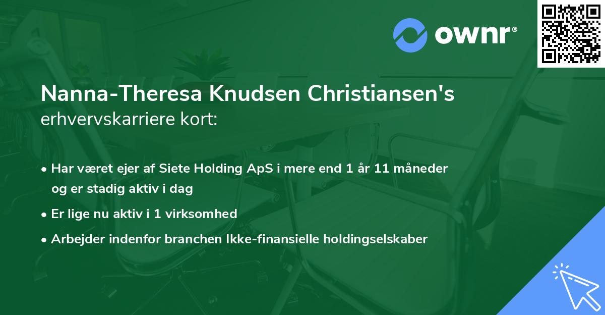 Nanna-Theresa Knudsen Christiansen's erhvervskarriere kort