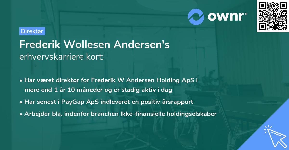 Frederik Wollesen Andersen's erhvervskarriere kort