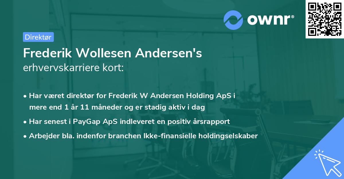 Frederik Wollesen Andersen's erhvervskarriere kort