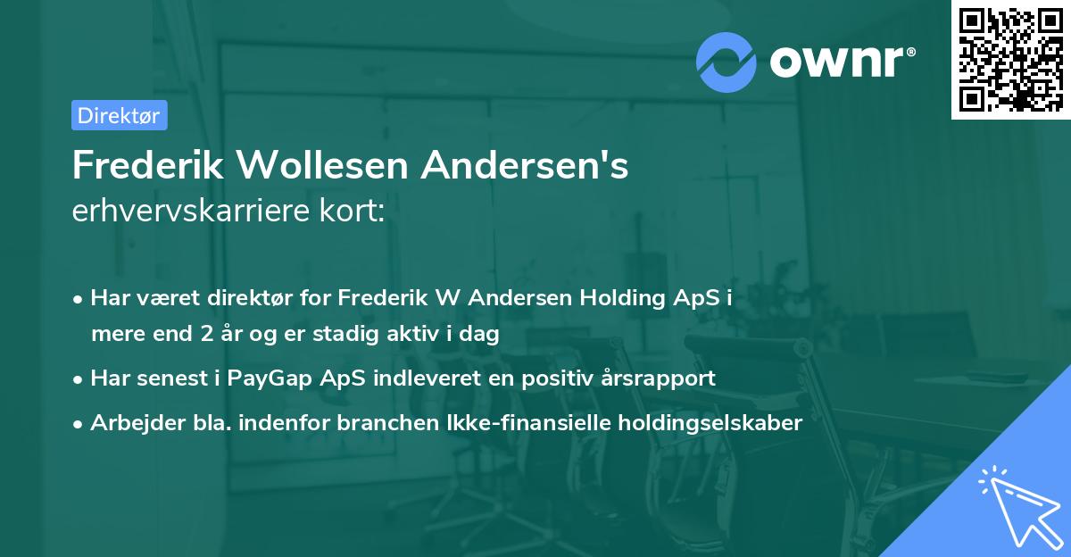 Frederik Wollesen Andersen's erhvervskarriere kort