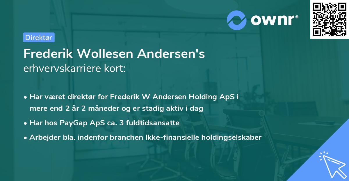 Frederik Wollesen Andersen's erhvervskarriere kort