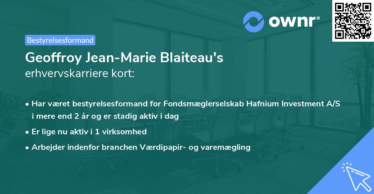 Geoffroy Jean-Marie Blaiteau's erhvervskarriere kort