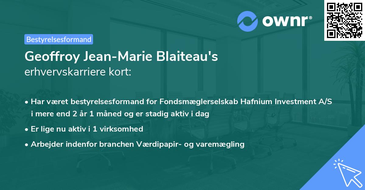 Geoffroy Jean-Marie Blaiteau's erhvervskarriere kort