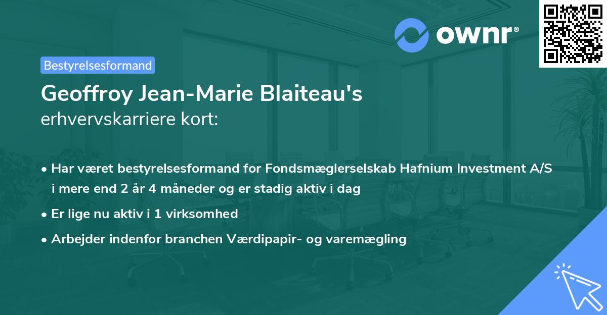 Geoffroy Jean-Marie Blaiteau's erhvervskarriere kort