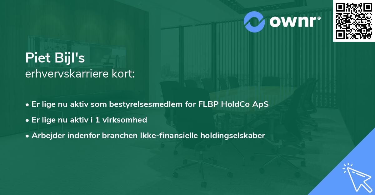 Piet Bijl's erhvervskarriere kort