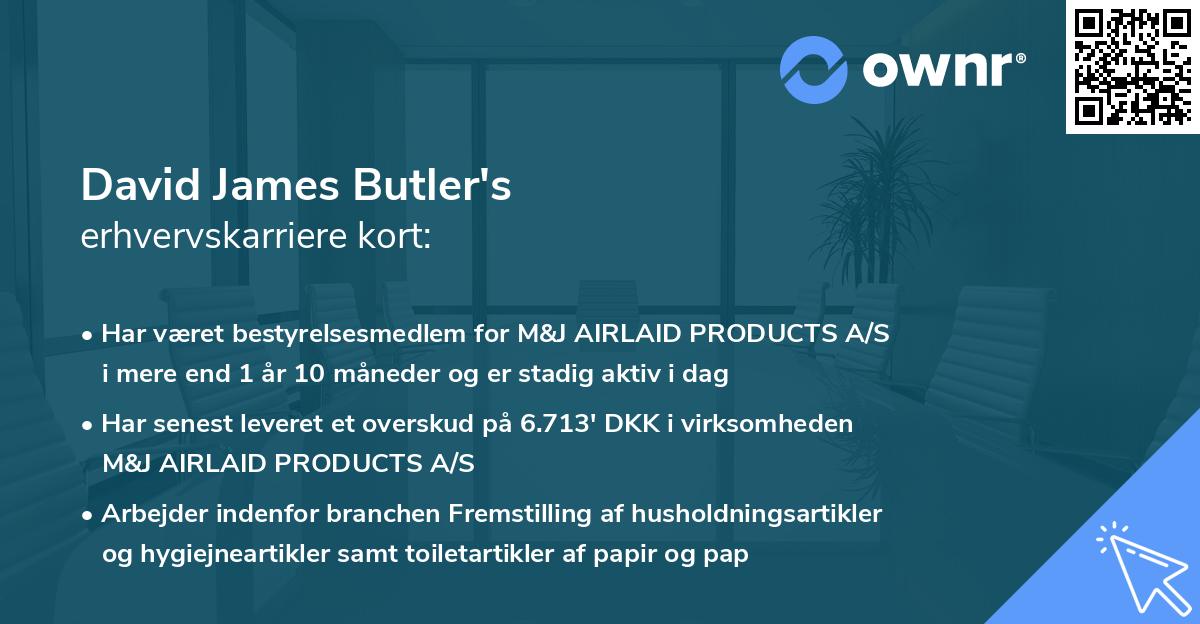 David James Butler's erhvervskarriere kort