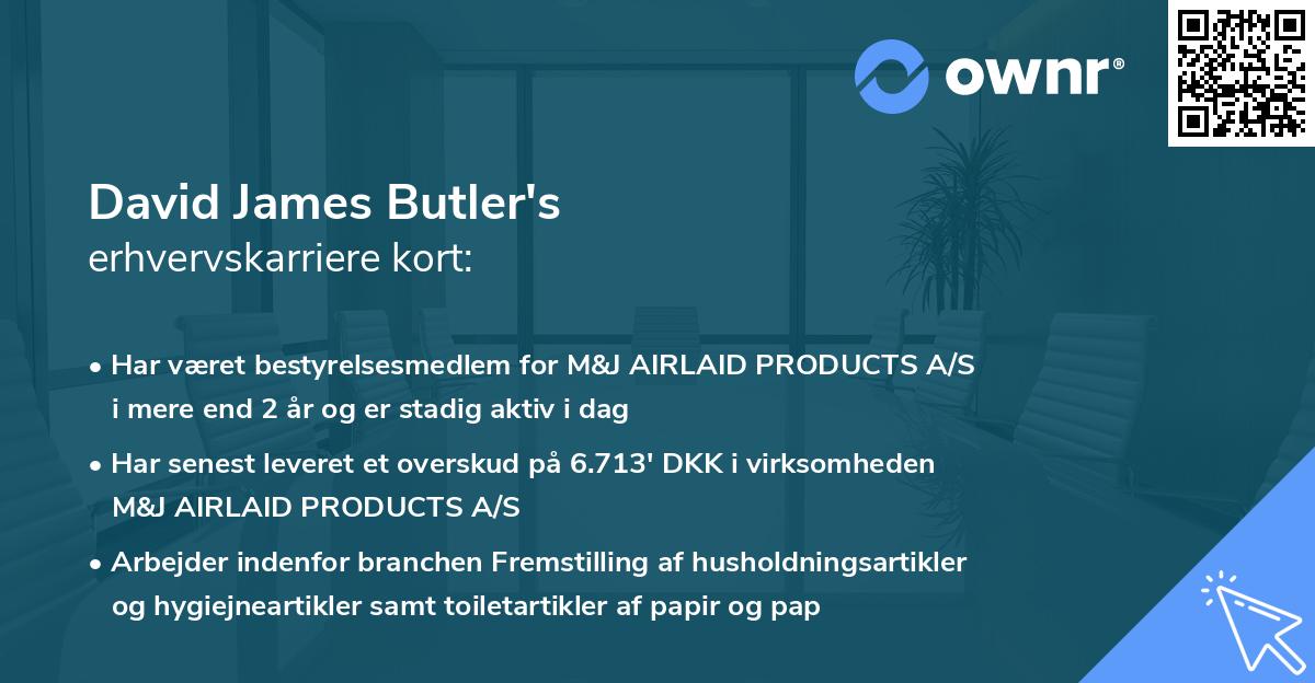 David James Butler's erhvervskarriere kort