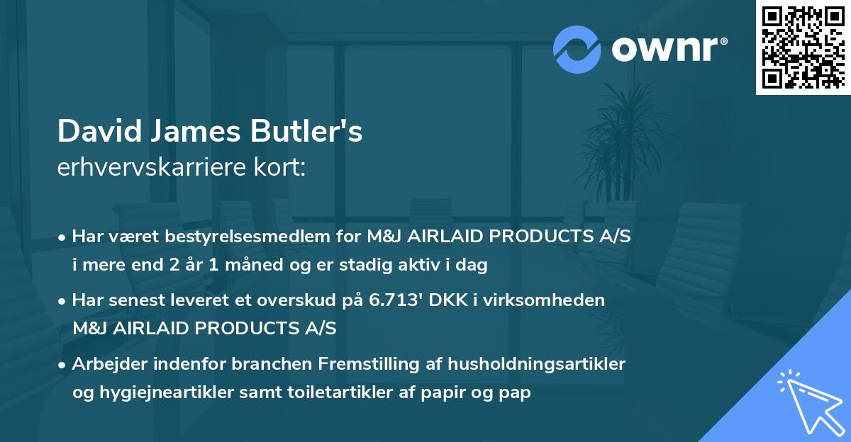 David James Butler's erhvervskarriere kort