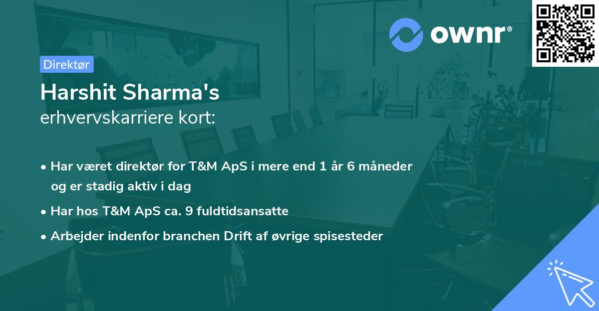 Harshit Sharma's erhvervskarriere kort