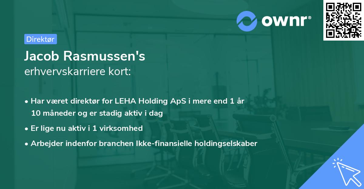Jacob Rasmussen's erhvervskarriere kort