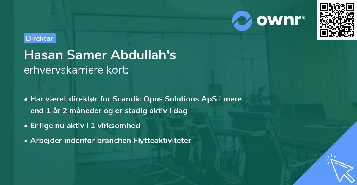 Hasan Samer Abdullah's erhvervskarriere kort