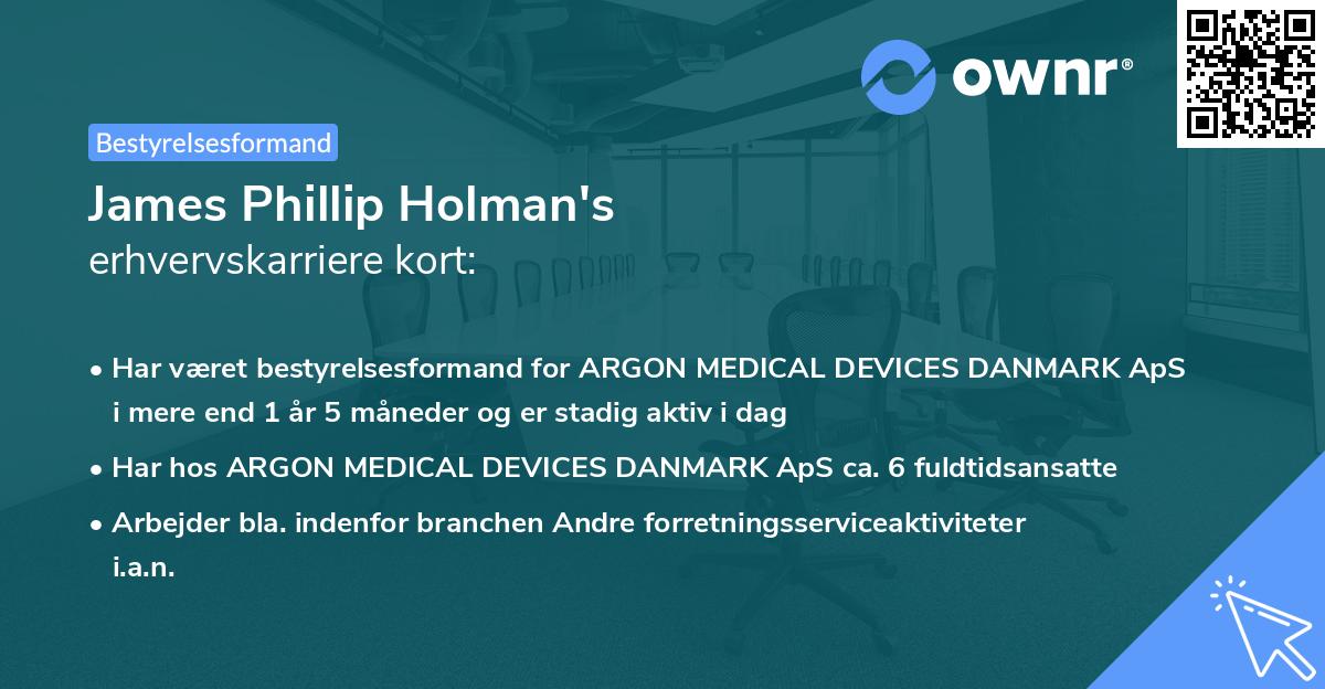 James Phillip Holman's erhvervskarriere kort