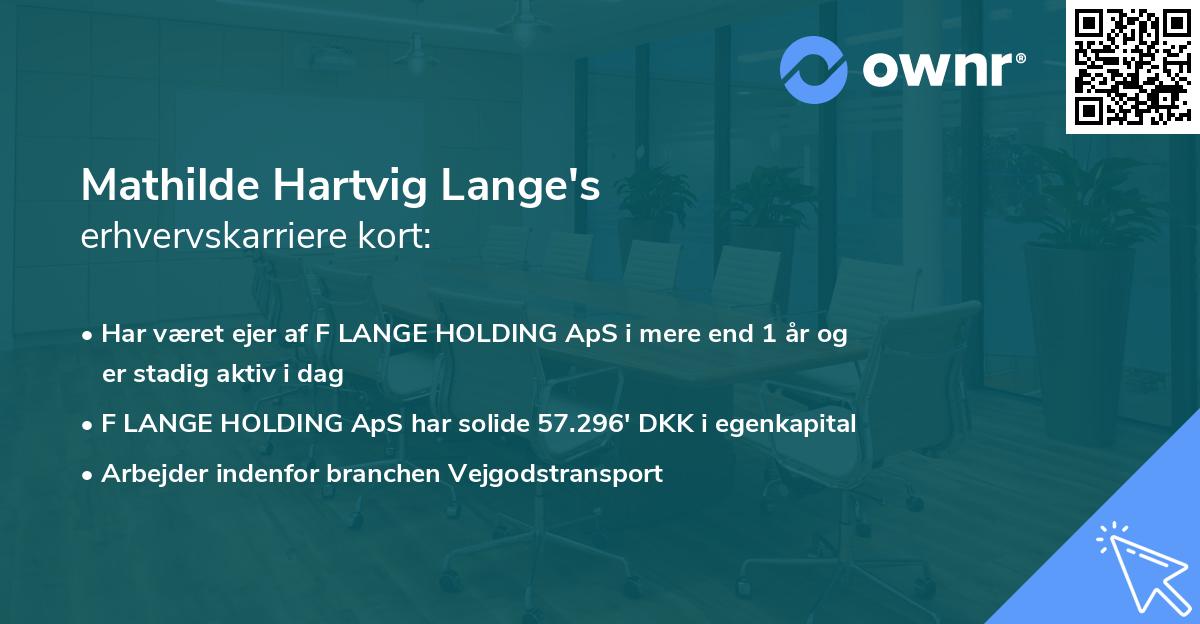 Mathilde Hartvig Lange's erhvervskarriere kort