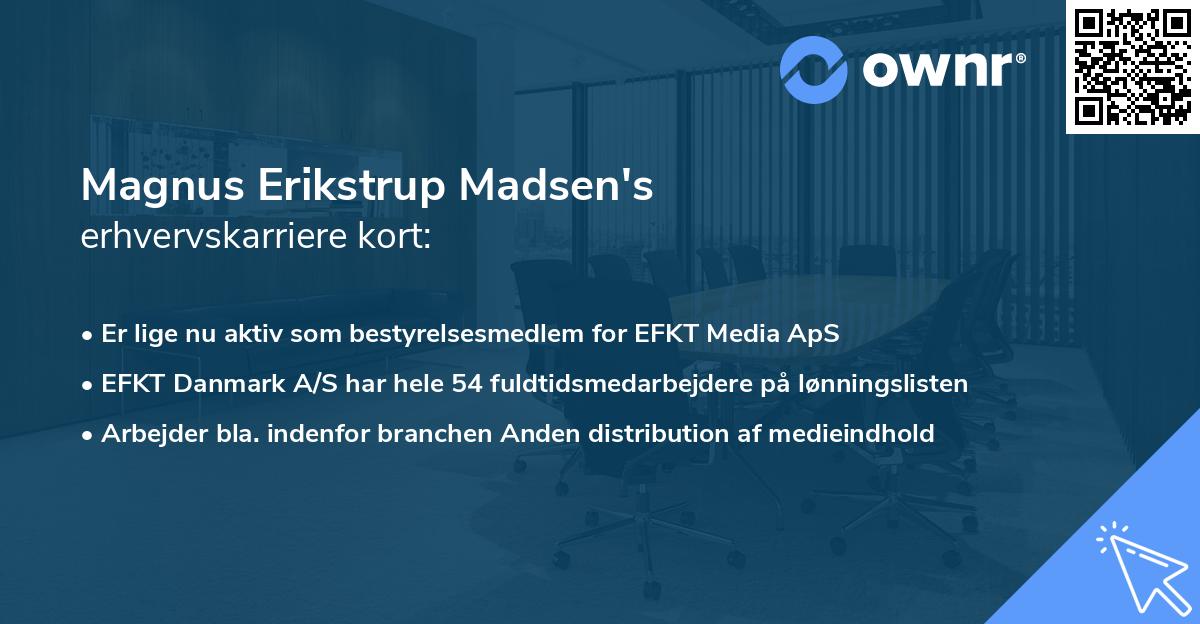 Magnus Erikstrup Madsen's erhvervskarriere kort