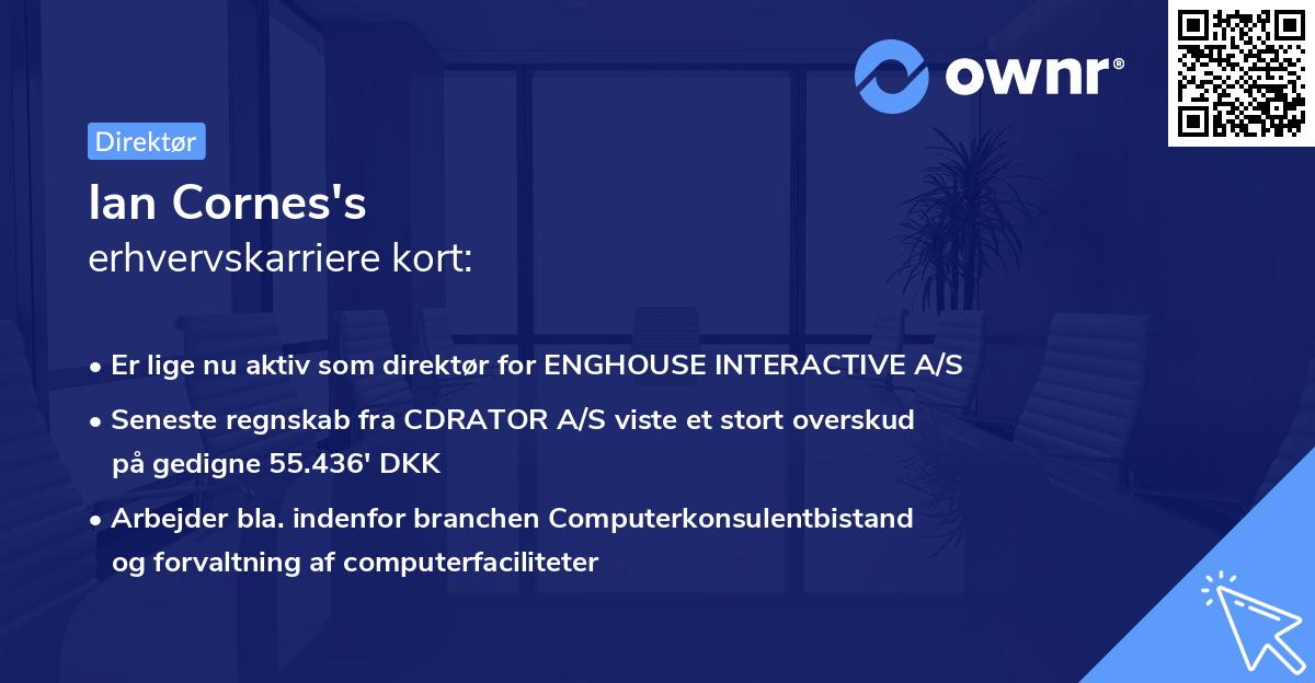 Ian Cornes's erhvervskarriere kort