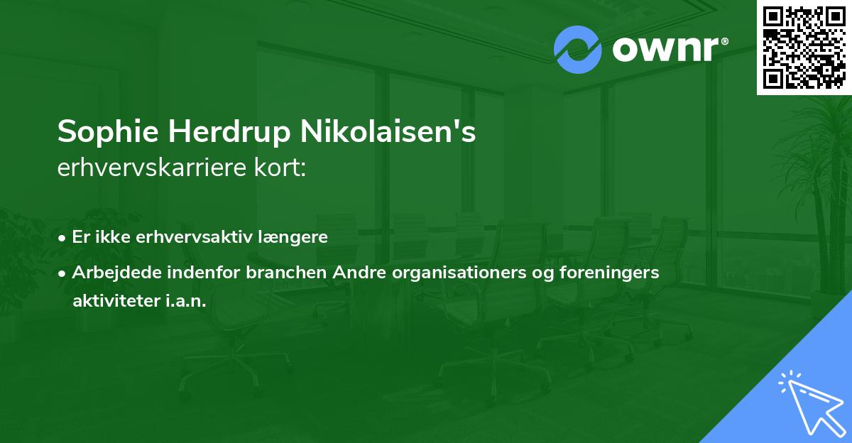 Sophie Herdrup Nikolaisen's erhvervskarriere kort